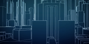 3D Architecture Blue black blue building movement street motion graphics