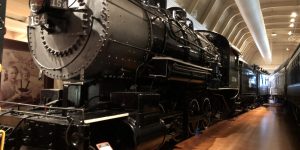 black locomotive Museum station train