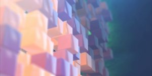 Cubes 3D blue  pink yellow