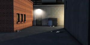 Night Alley alley brick building light trash  3D graphics