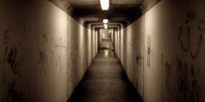 Walkway Tunnel floor graffiti light tunnel wall