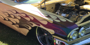 auto car grass hood hotrod kid show tire yellow Portrait