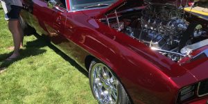 Burgundy Convertible canopy car grass tree wheel