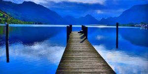 Lake Bridge blue mountains sky