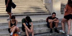 europe city outdoor stairs pedestrian stairs sunny tourist Portrait