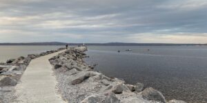 Rocky Beach ocean cloudy sky Kayak tourist