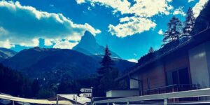 Sunny Morning forest mountain Sky blue