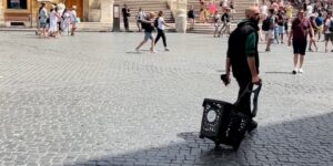 tourist walking crowd people daytime