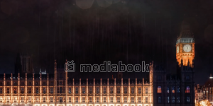 UK Rain building clock Night tower water