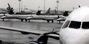 Winter Airstrip Arrival airplane car control moving tower