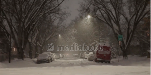 Covered Snow building man snow tree walkway winter