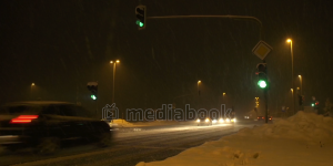 Highway Blizzard  Night road snow traffic winter Snow Night