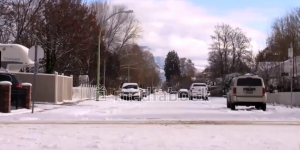 Winter Streets car moving neighborhood snow